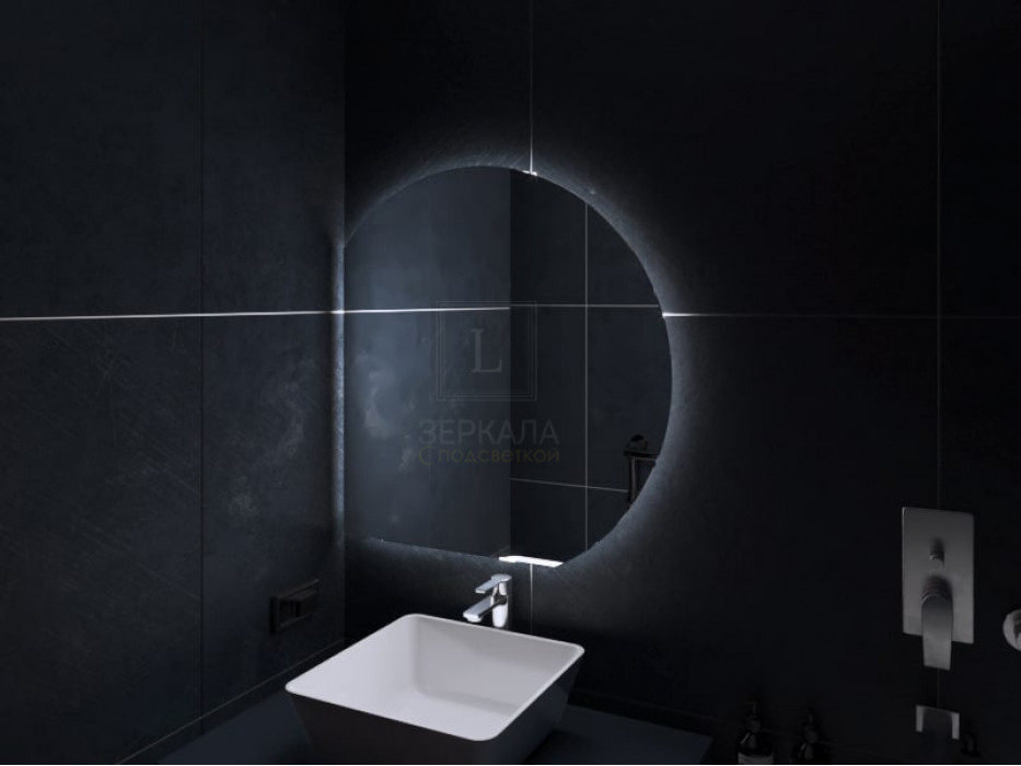 Зеркало в ванную комнату с подсветкой светодиодной лентой Виггон